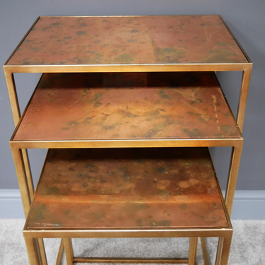 Copper Finish Top Set Of 3 Side Tables