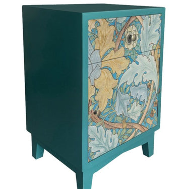 Teal Floral Bedside Table