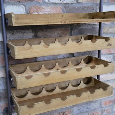 Metal And Fir Wood Wall Wine Unit