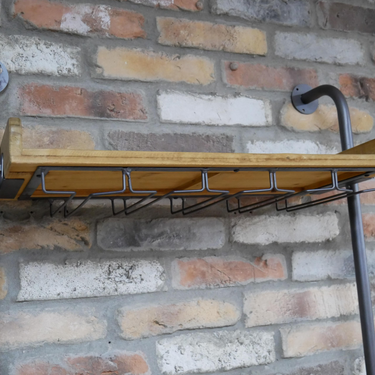 Metal And Fir Wood Wall Wine Unit