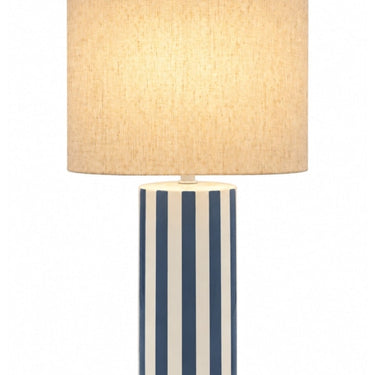 Blue & White Stripe Ceramic Table Lamp
