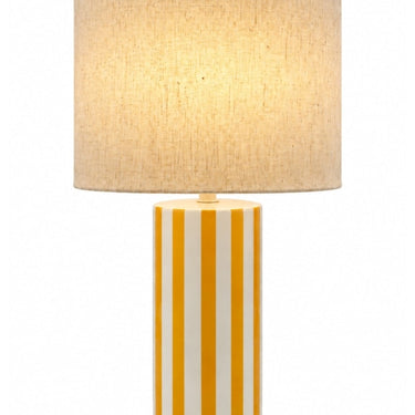 Golden Yellow & White Stripe Ceramic Table Lamp