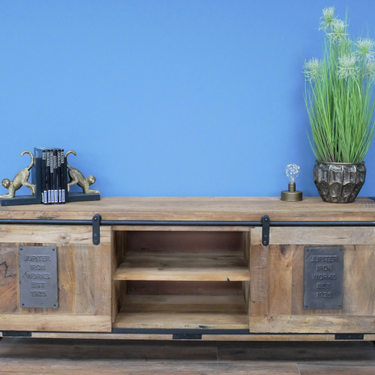 Mango Wood & Iron Industrial TV Cabinet