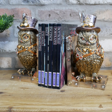 Steampunk Owl Bookends