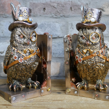 Steampunk Owl Bookends