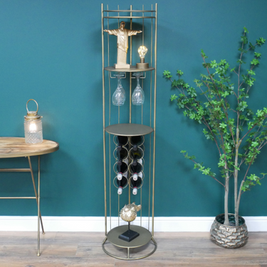 Slim Gold Metal Wine Cabinet