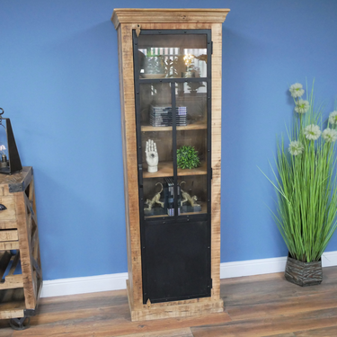 Mango Wood & Iron Tall Industrial Cabinet