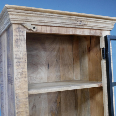 Mango Wood & Iron Tall Industrial Cabinet