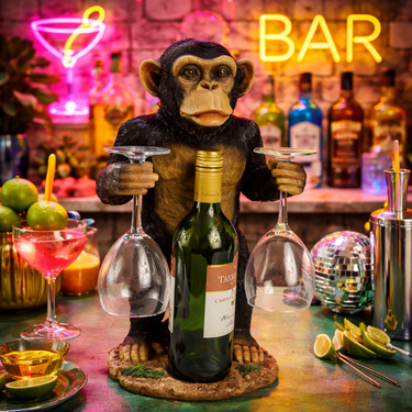Chimp Wine Bottle & Glass Holder 45.5cm