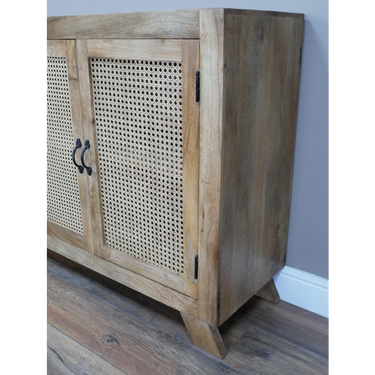 Acacia Wood And Rattan Large Sideboard