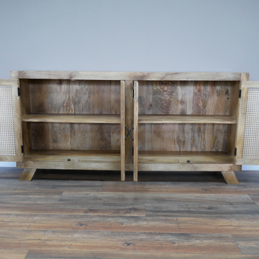 Acacia Wood And Rattan Large Sideboard