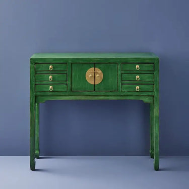 Vintage Green Gold Console Table