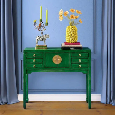 Vintage Green Gold Console Table