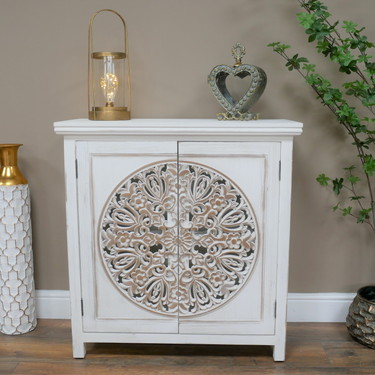 White Carved Cabinet