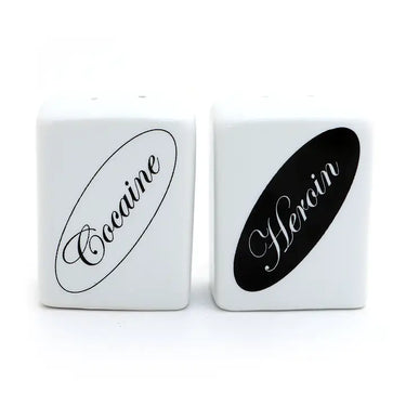 Coc*ine and Her*in Salt and Pepper Shaker Set