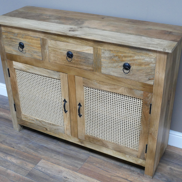 Acacia Wood And Rattan Sideboard