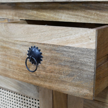 Acacia Wood And Rattan Sideboard
