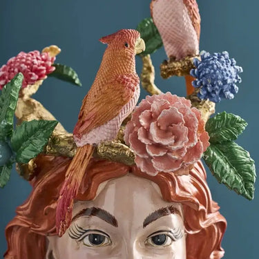 Women's Head With Parrots