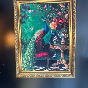 Luxury Velvet Art Print Peacock Framed Wall Art