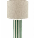 Green & White Stripe Ceramic Table Lamp