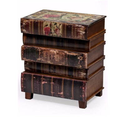 Antiqued Stacked Books Side Cabinet