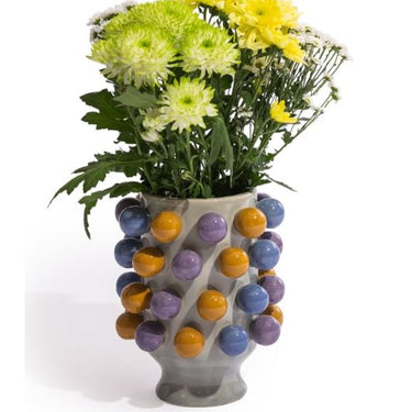 Ceramic Yellow / Blue / Lilac "Pom Pom" Vase