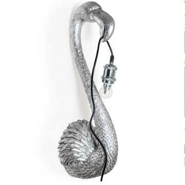 Silver Flamingo Head Wall Lamp