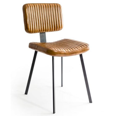 Industrial Vintage Ribbed Leather & Iron Chair
