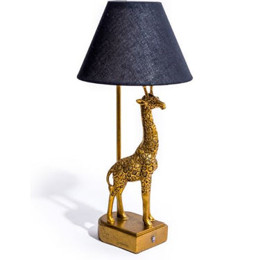 Gold Giraffe Table Lamp w/ Black Shade