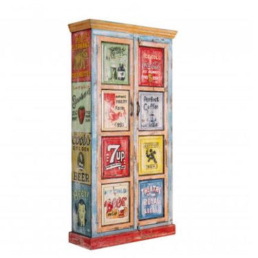 Hand Painted Tall Vintage Ad Cabinet