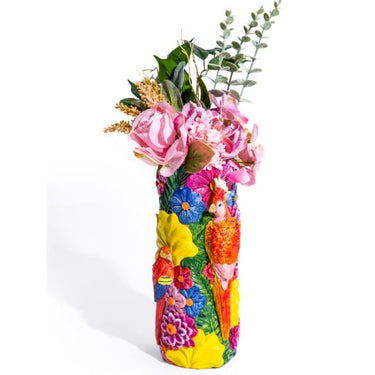 Vibrant Coloured Floral Bird Vase
