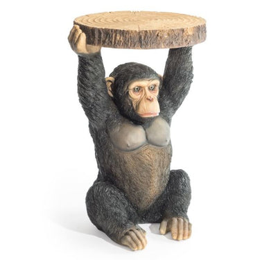 Chimpanzee Holding Trunk Slice Side Table