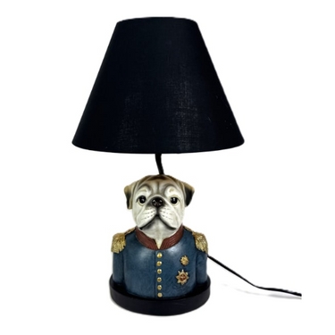 Gentry Pug Table Lamp  Black, Gold-Lined Shade