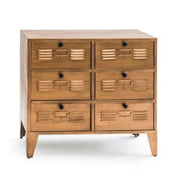 Brushed Gold Metal Multi Drawer Side Cabinet