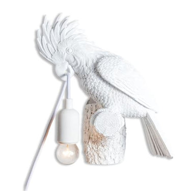 White Cockatoo on Perch Wall Lamp