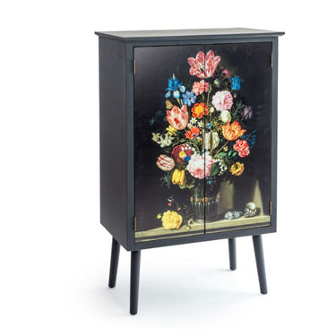 Tall Floral Bouquet Side Cabinet