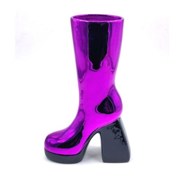 Electro Purple Heeled-Boot Ceramic Vase