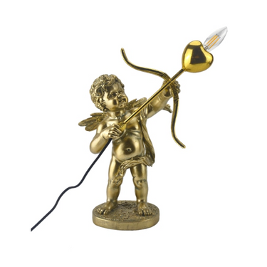 Gold Standing Cupid Cherub Table Lamp