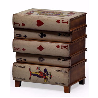 Stacked Playing Card Books Side Cabinet