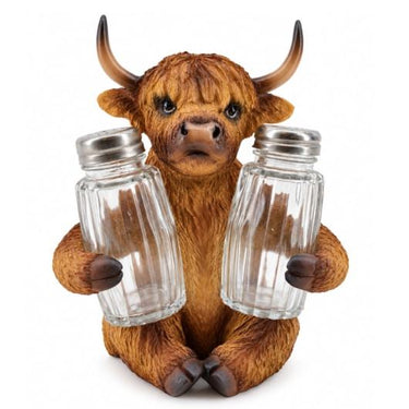 Highland Cow Salt & Pepper Shakers Holder