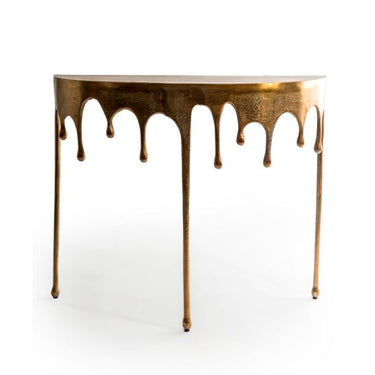 Gold Drip Oval Aluminium Console Table