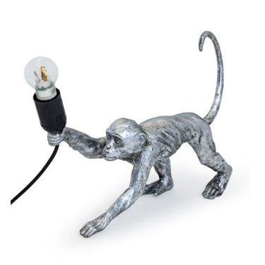 Silver Crawling Monkey Table Lamp