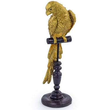 Gold Parrot on Perch Figure