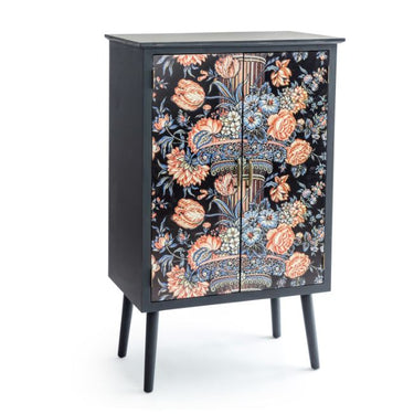 Tall Floral Column Side Cabinet