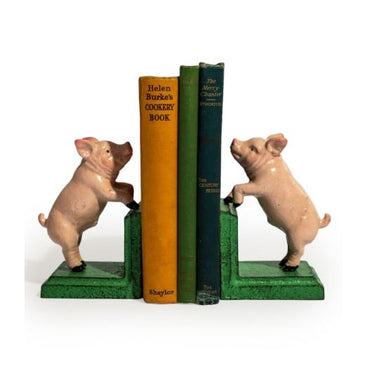 Cast Iron Pair of Pigs Bookends