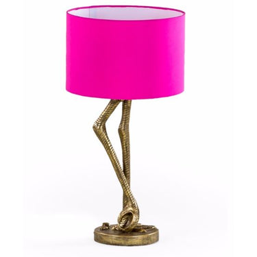 Gold Flamingo Leg Table Lamp with Pink Shade