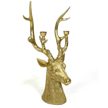 Gold Stag Head Candle Holder