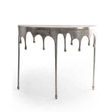 Raw Nickel Drip Oval Aluminium Console Table