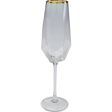 Diamond Gold Rim Champagne Glass