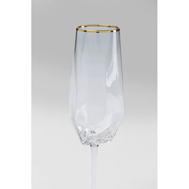 Diamond Gold Rim Champagne Glass